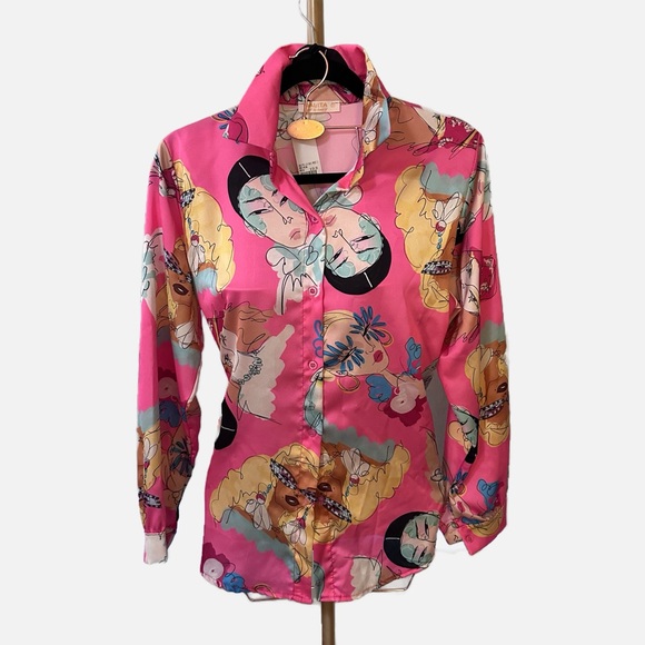 Galita Multi colour button down shirt. Size M - Picture 2 of 7